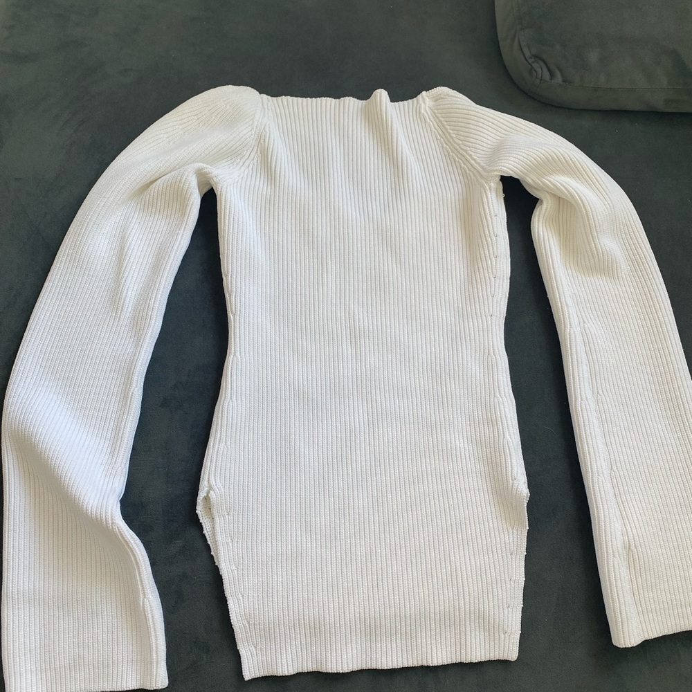 White Ribbed Sweetheart Knit Top - Picture 5 of 6